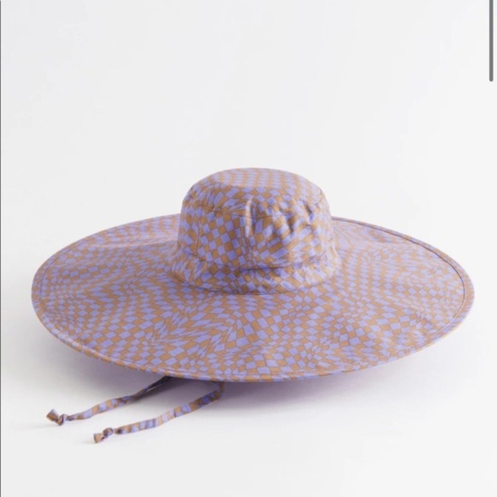 Baggu Packable Sun Hat Lavender Trippy Check NWT